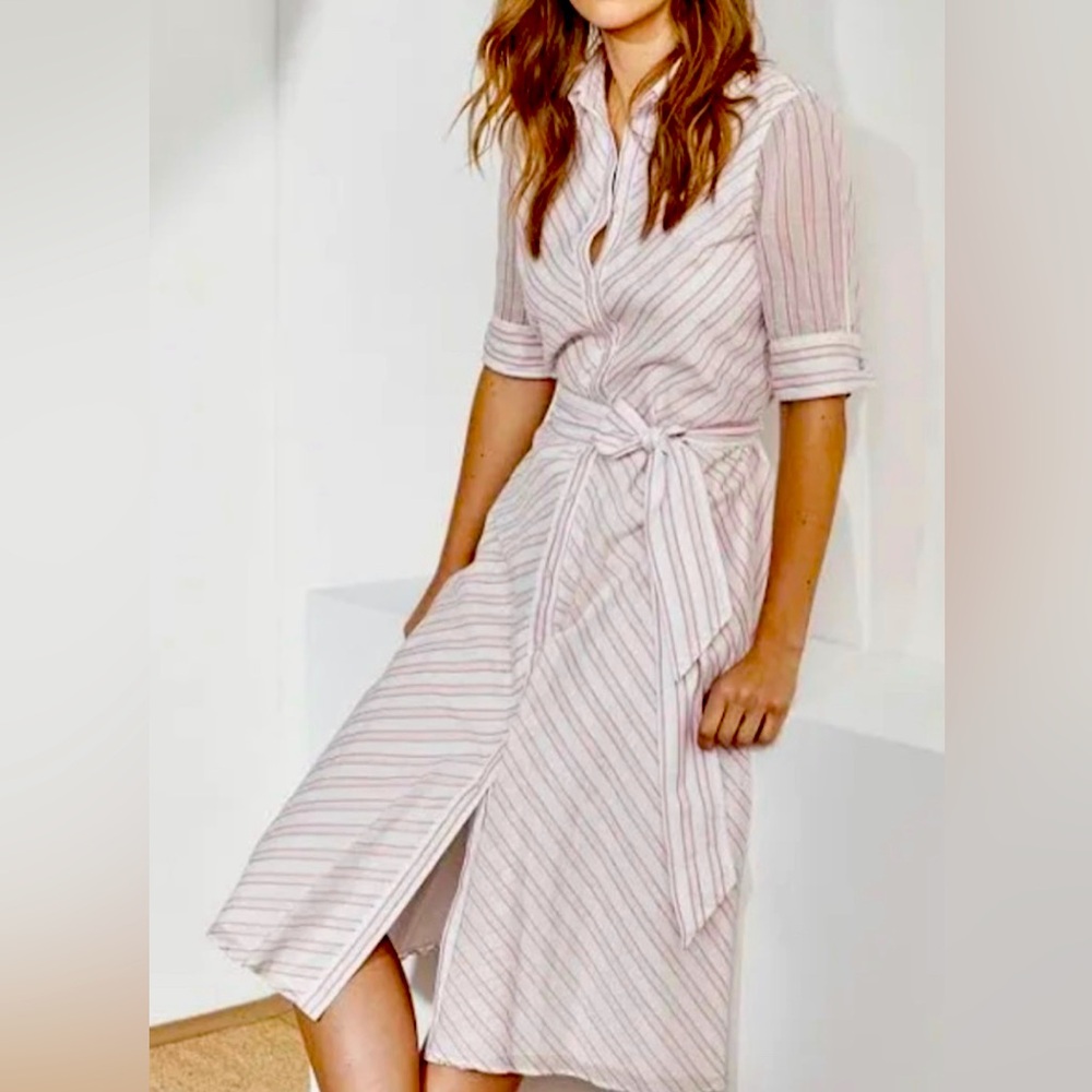 Ralph Lauren Pink Striped Midi Dress, Size 12